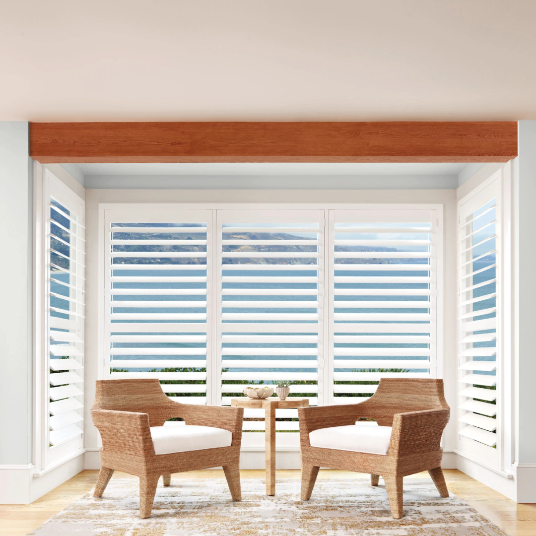 composite plantation shutters in a living room