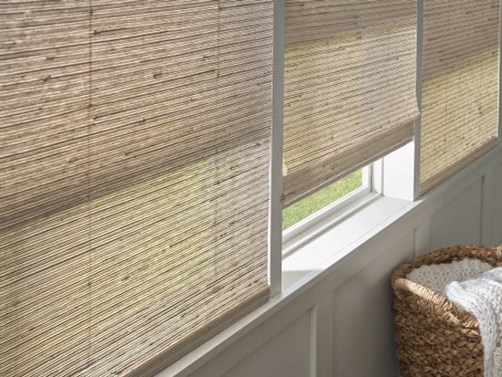 Close up of woven wood shades