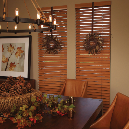 Wood blinds dining room