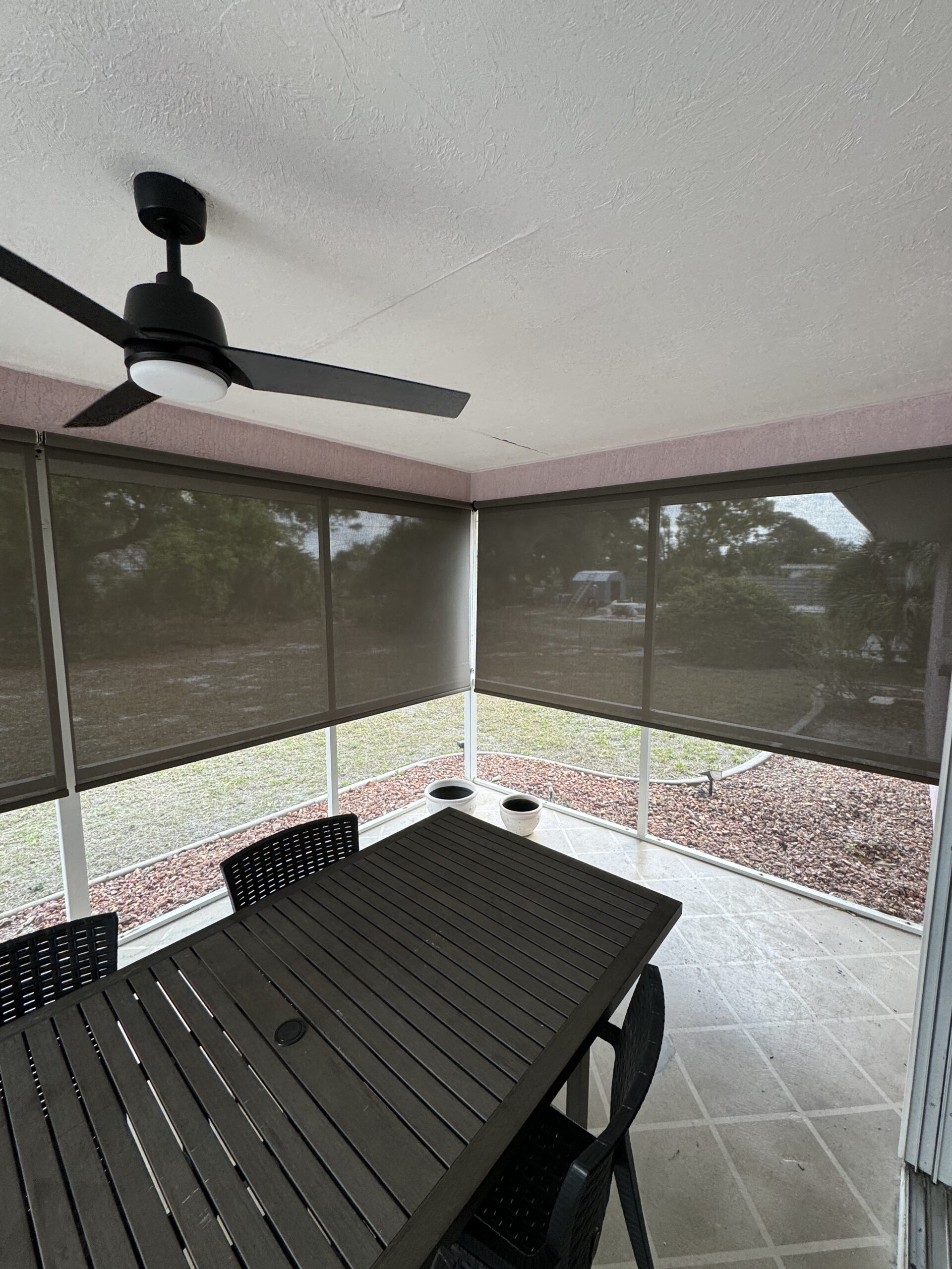 Exterior Solar shades installed on Venice home - interior view